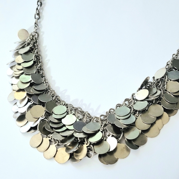 Elegant Silver and Gold Disc Necklace - Picture 1 of 5